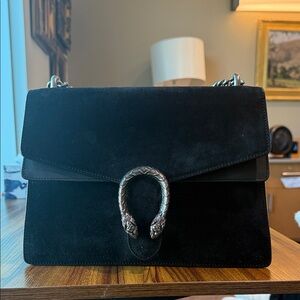 Gucci Dionysius Black Suede Designer Shoulder Bag